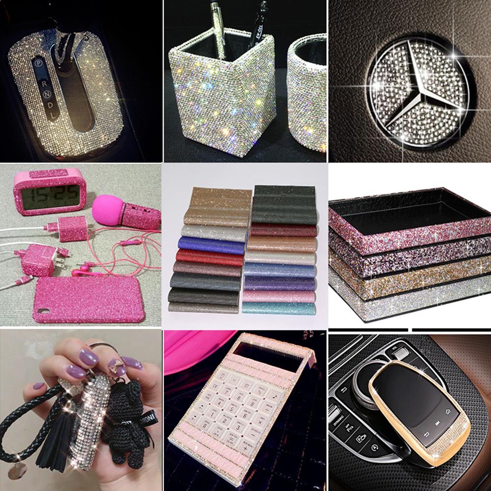 DIY Strassblatt Selbstklebendes Strassband Luxuriöses Kristallblatt Aufkleber für PC Handyhülle Schuhe Autodekoration