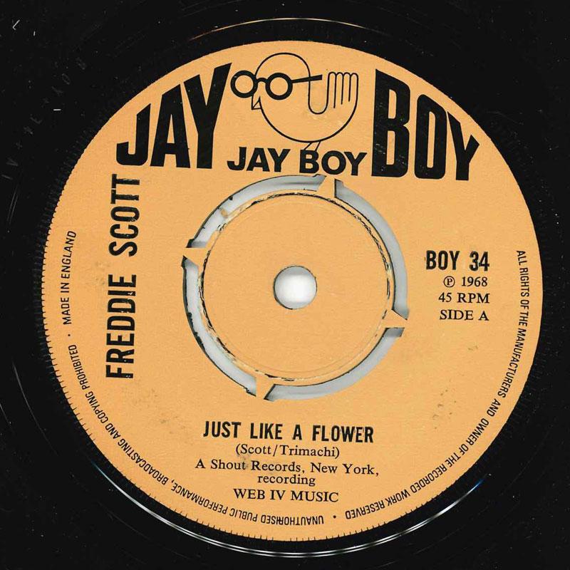 

7-дюймовая пластинка FREDDIE SCOTT Spanish Harlem Just Like A Flower BOY34 Jay Boy 1971 UK SoulFunk Б/у