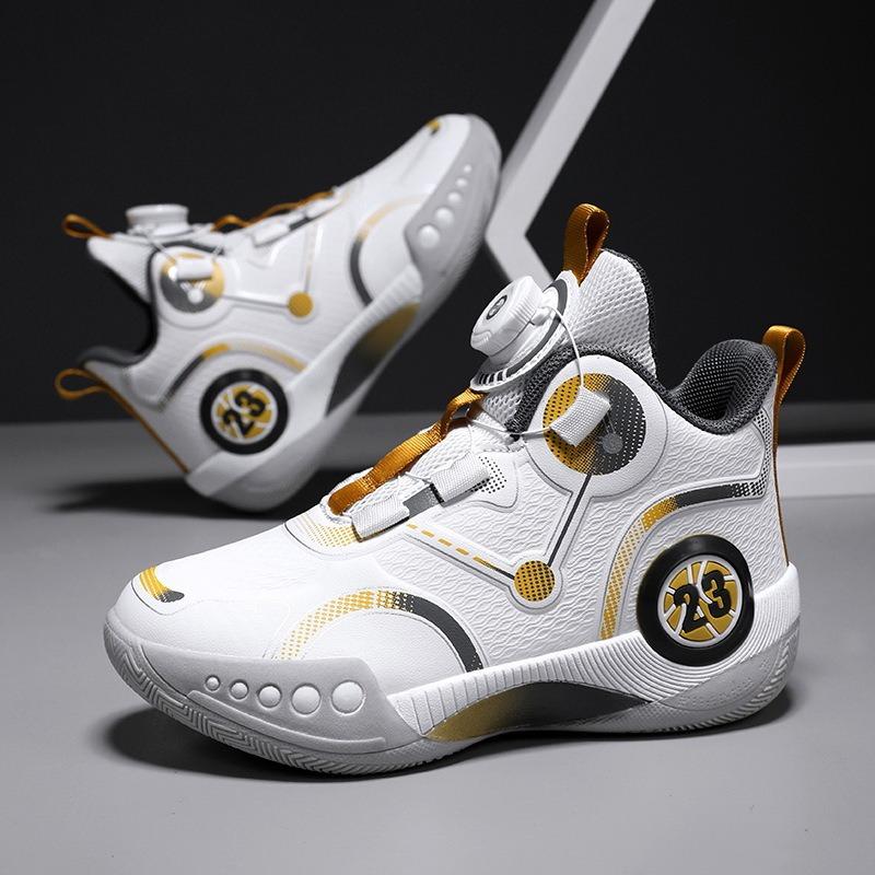 Drehknopf Jungen Sneaker Neue Kinder Sommer Trainings Basketballschuhe Mittlere Ältere Jungen Drehschuhe
