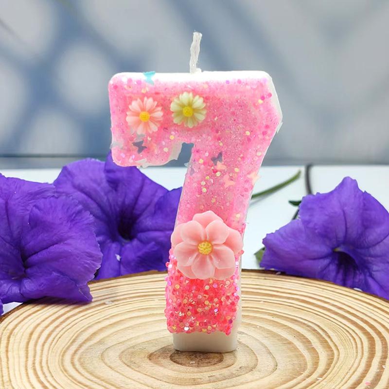 Flower Sea Digital Candle Creative Design Birthday Cake Party Decoration Handmade DIY Candle Independent Packaging