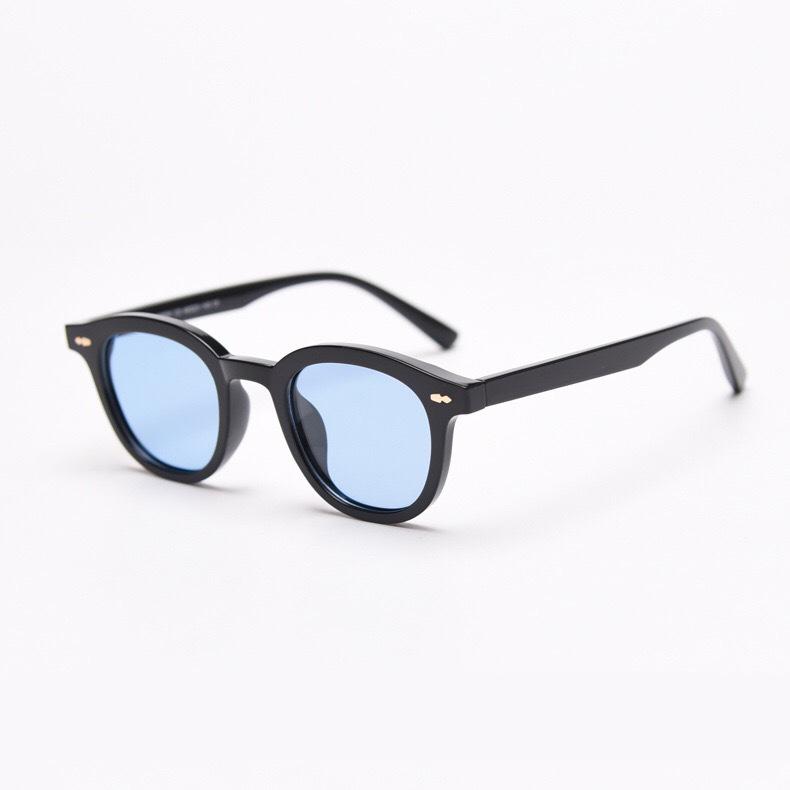 Korean Yellow Round Frame Black Sunglasses Women'S Retro Personalized Sunglasses Trendy Transparent Marine Sunglasses