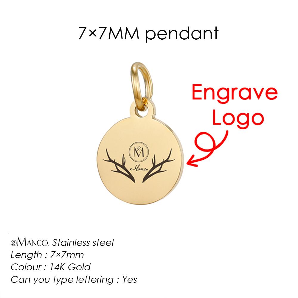 e-Manco Custom Tags Stainless Steel Charms for Necklace Bracelets 6 Sizes to Choose
