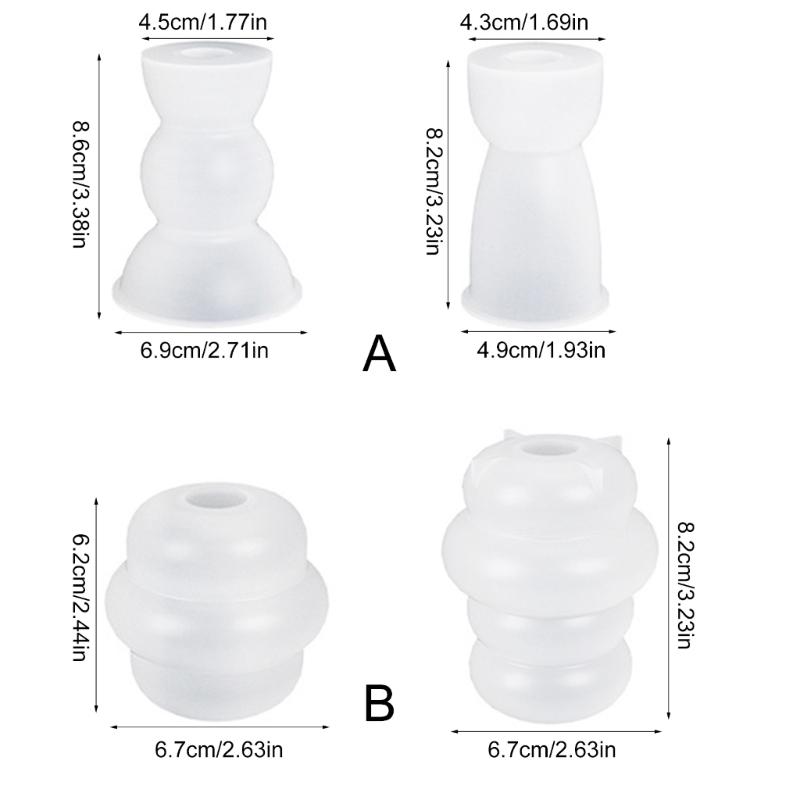 2pcs Taper Candle Holder Silicone Mold 3D Round Candlestick Castings Mould Ornament Gypsum Concrete Resin Molds Decors