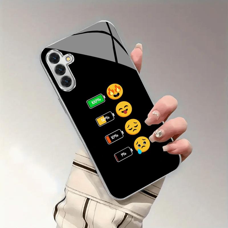 

Gold-plated tempered glass phone case compatible Galaxy S26 S25 S24 S23 S22 Ultra Plus. Features a smiley face design. For Galaxy S22 Ultra