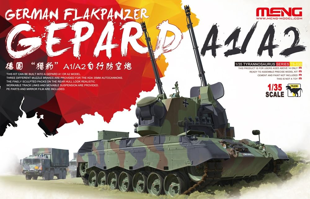 Meng Model German Federal Army Gepard Gun Plastic Model Kit 1/35 Self-Propelled Anti-Aircraft A1/A2 MENTS-030
