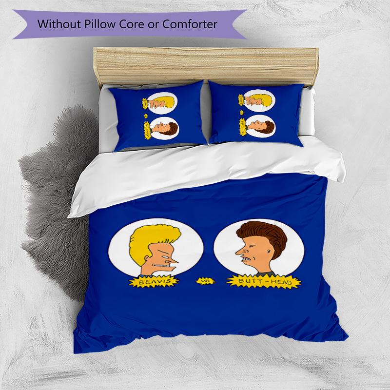 3pcs Funny B-Beavis and Butt-Head pattern bedding set duvet cover set includes duvet cover &pillowcases, perfect all season bedroom decoration & gift