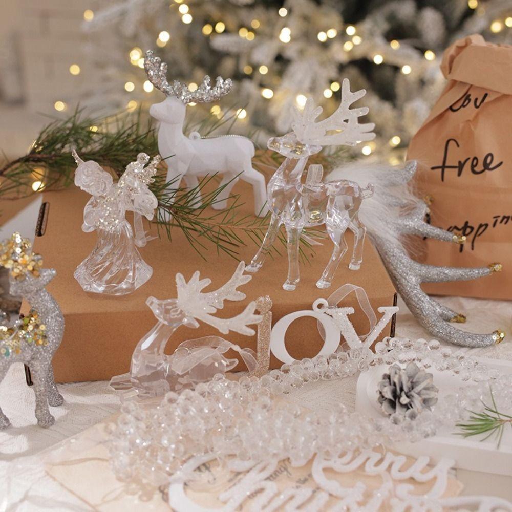 Fashion Acrylic Christmas Crystal Pendants Transparent Snowflake Christmas Tree Ornaments Crystal DIY Crystal Hanging Home
