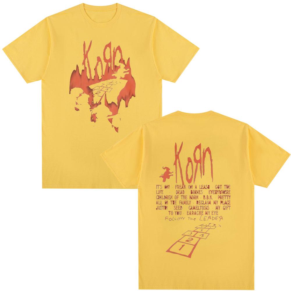 Korn Follow The Leader Album T Shirt Metal Gothic Rock Band T Shirts Men's Clothing Fashion Vintage Oversized T-shirt Streetwear