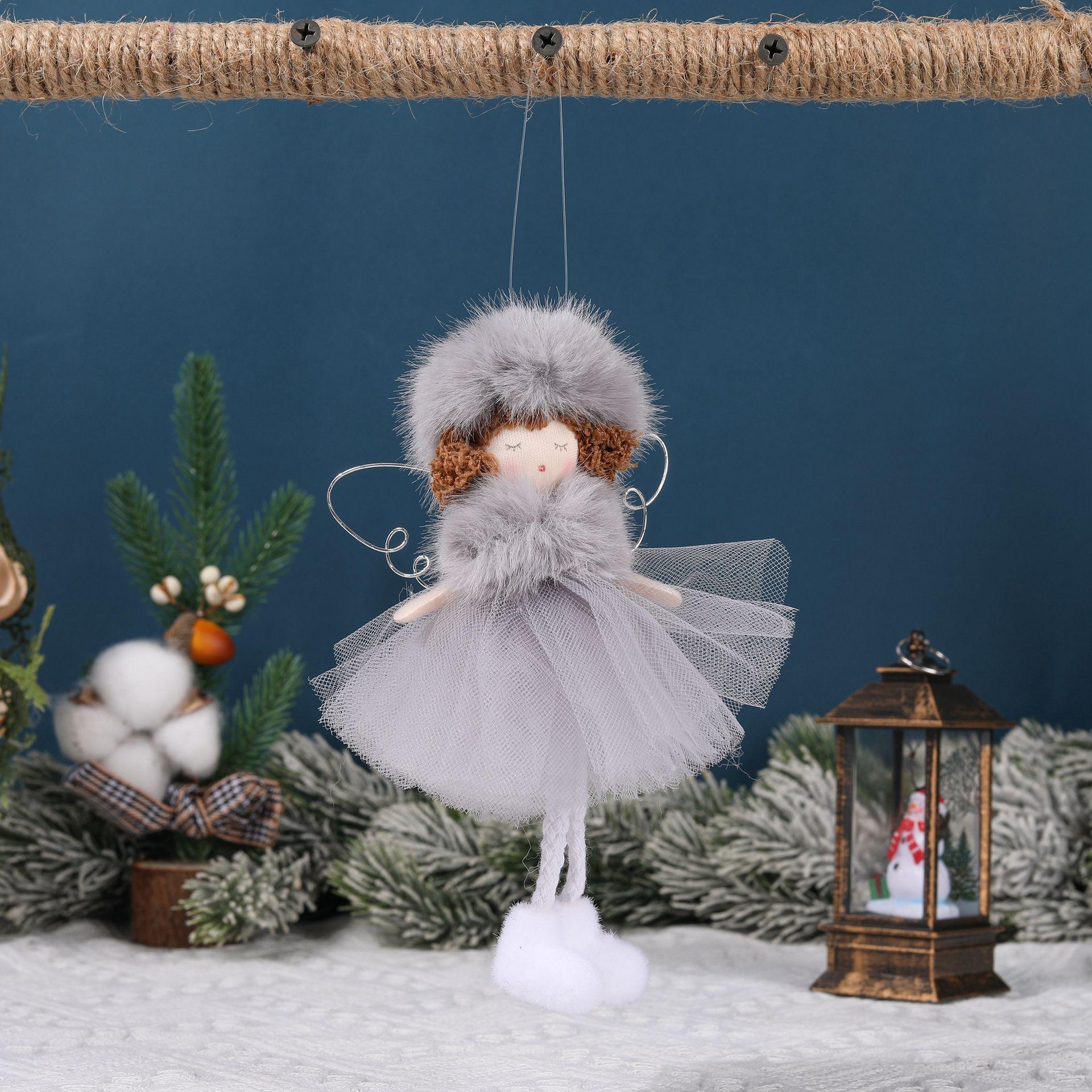 

Новое креативное рождественское плюшевое шифоновое платье ангел, рождественская елка с маленькими аксессуарами, рождественские украшения