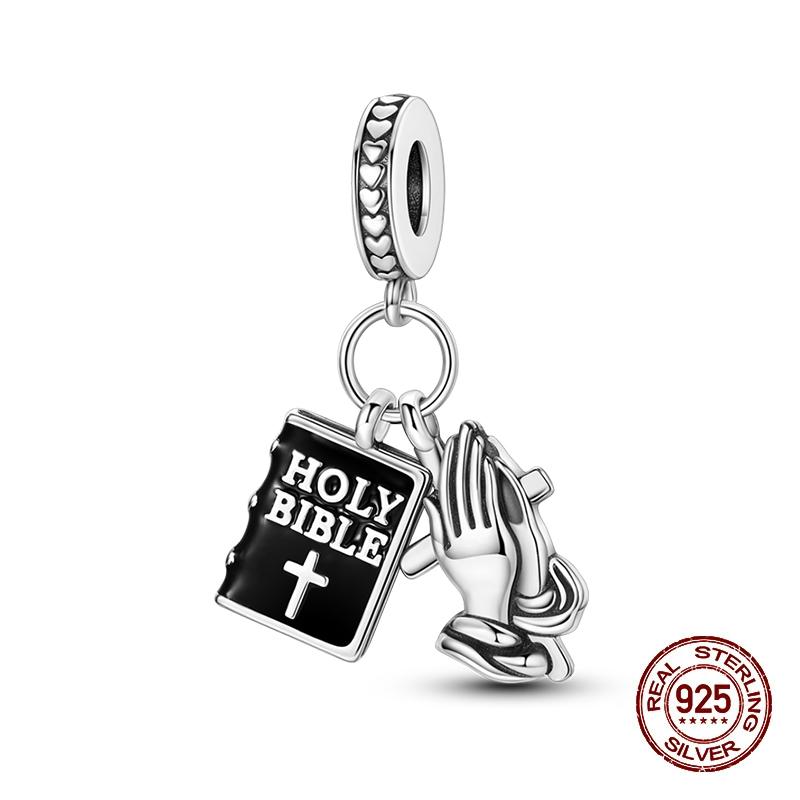 Charms Copper Angel Prayer Cross Bible Series Charms Beads Fit 3Mm Original Bracelets Diy Easter Jewelry Gifts