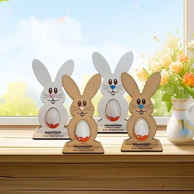 1PC Holz Handwerk Ornamente Ostern Party Bunny Schokolade Ei Halter Zimmer Ostern Kaninchen Für Home Mehrere Optionen Verfügbar