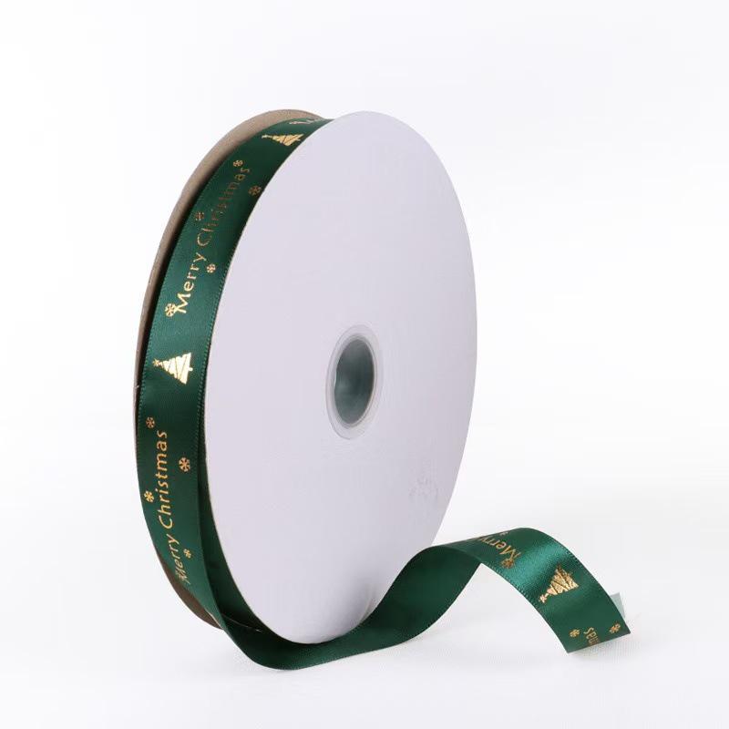 2.5cm Christmas Tree Satin Ribbon for DIY Bows, Flowers, Gift Boxes, and Baking Packaging
