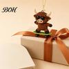 Stress Relief Craft DIY Highland Cow Beading Kit, Cute 3D Bead Pendant Handmade Ornaments with Colorful Beads And Instructions, Beadwork Kit