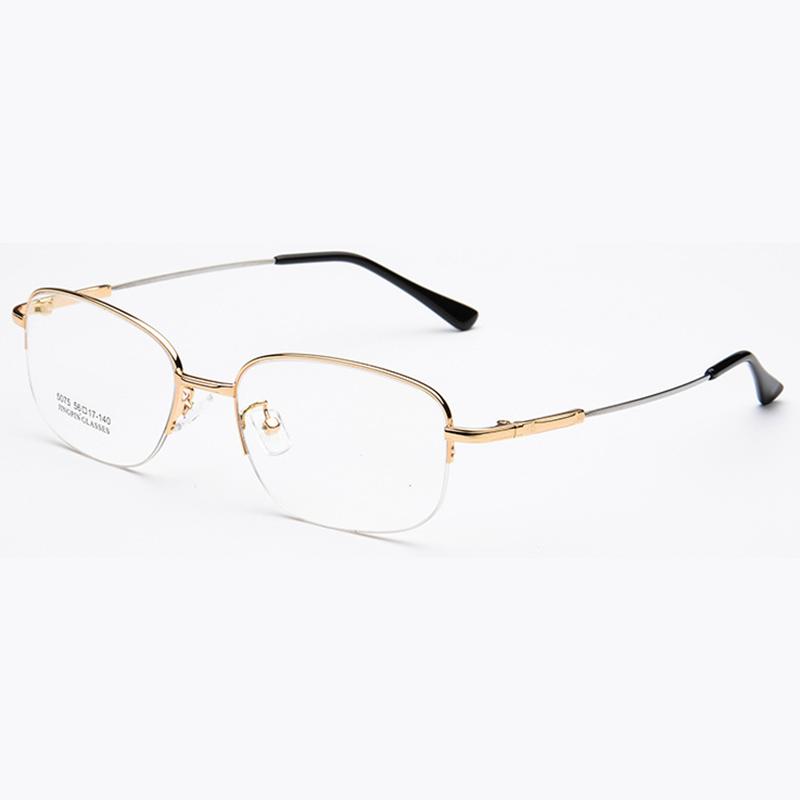Men's Semi-Rimmed Titanium Memory Frame Metal Eyeglasses Frame for Myopia Prescription Glasses