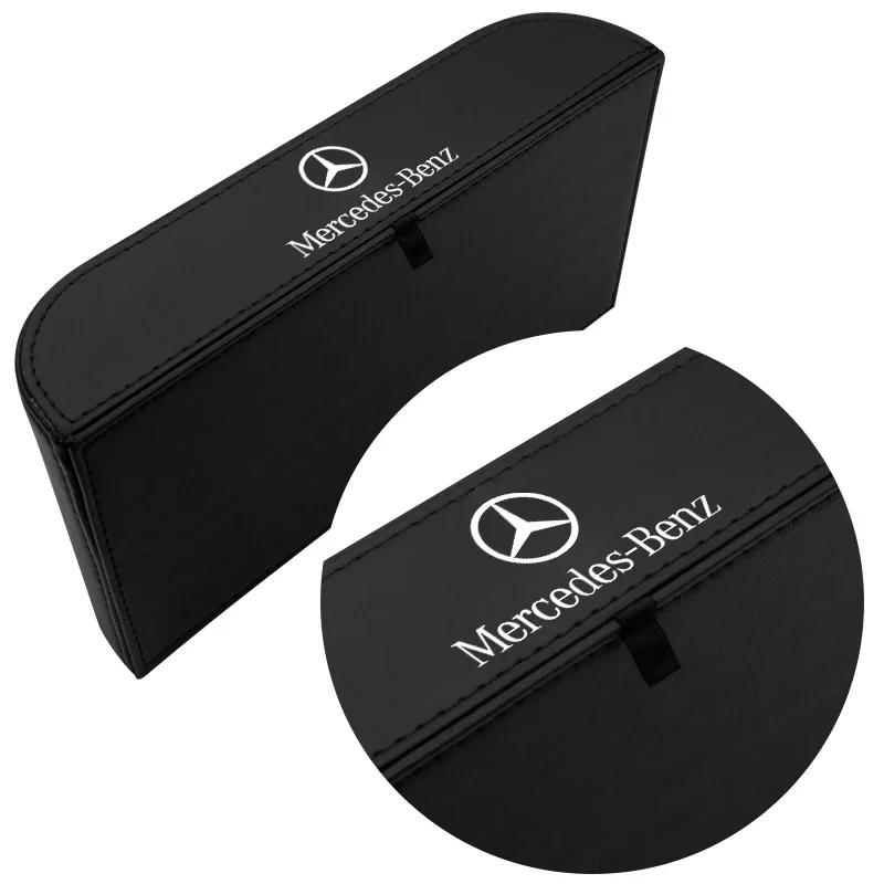 1PC PU Leather Car Tissue Box Hanging Ford Badge Paper Towel Bag Storage Stickers For Mercedes Benz A B C E S AMG CLA CLK GLA