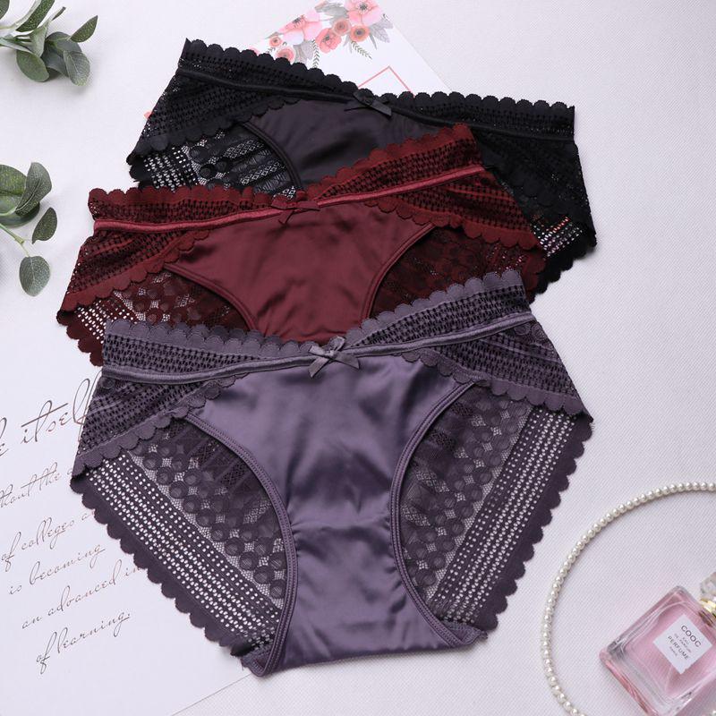 Nahtlose Damenunterwäsche, niedrige Taille, gekreuzte Spitzenhöschen, Damen-Dessous, Slips, atmungsaktive Baumwoll-Tangas, Höschen für Damen