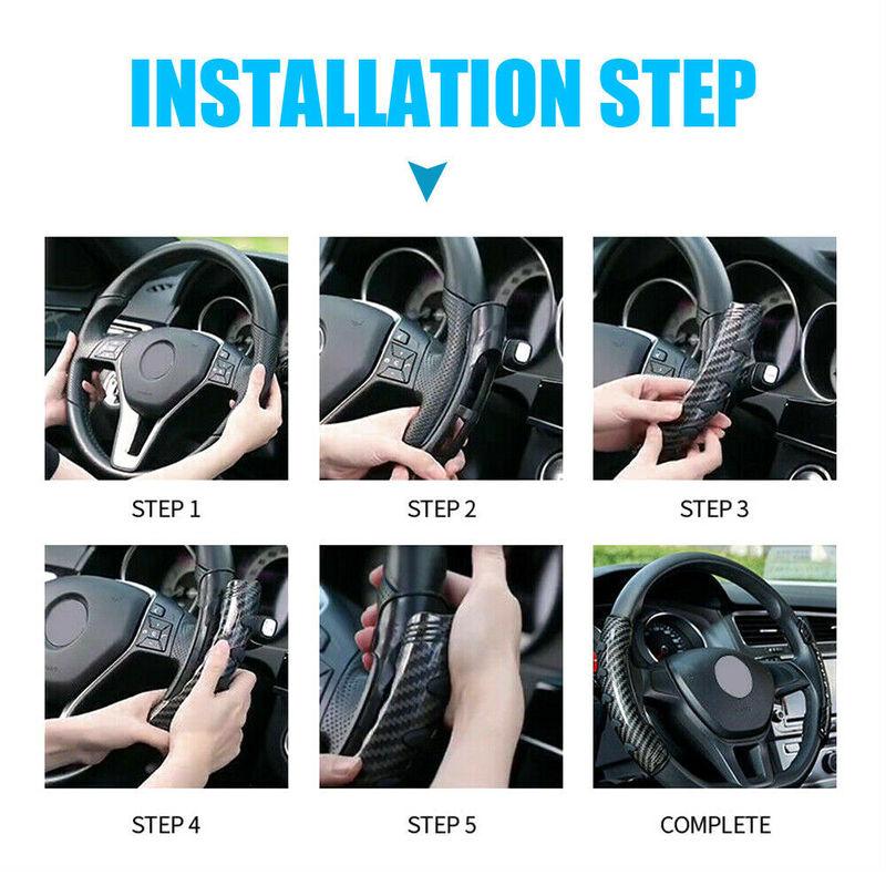 2x Carbon Fiber Universal Car Steering Wheel Booster Cover Non-Slip Accessories 2x Carbon Fiber Universal Car Steering Wheel Booster Cover Non-Slip Accessories