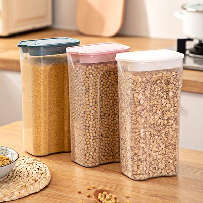 Küche Transparentes Versiegeltes Glas Plastik Haushalt Getreide Körner Aufbewahrungsbox Luftdichte Dosen Organizer Großmengen Klassifizierter Behälter