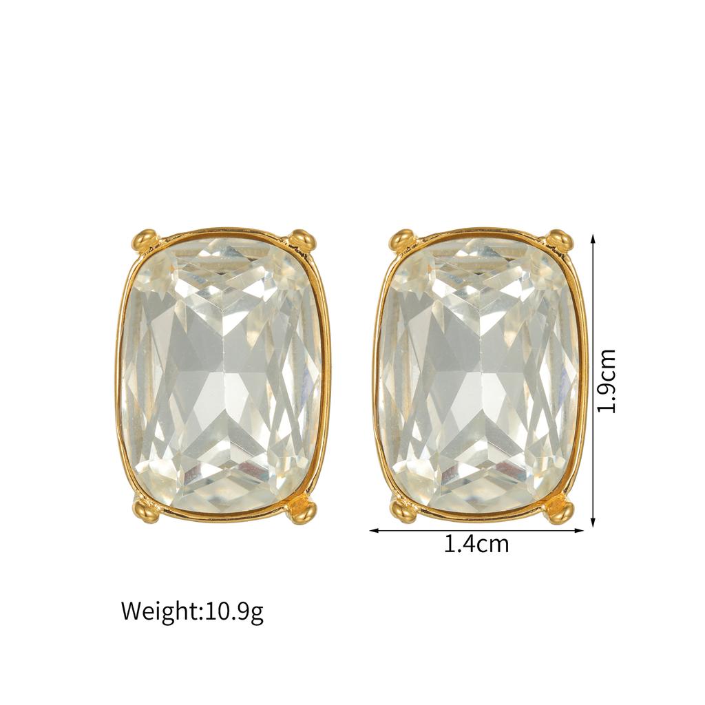 Atoztide New Fashion Shiny Zircon Earring for Women Stainless Steel Trendy Gold Color Statement Stone Stud Earring Jewelry Gift