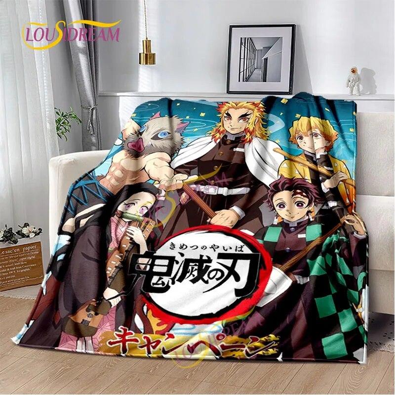 Japanese Cartoon Series Blanket Living Room Bed Sofa Travel 3D Demon Slayer Blanket Cartoon Home Office Hiking Gift