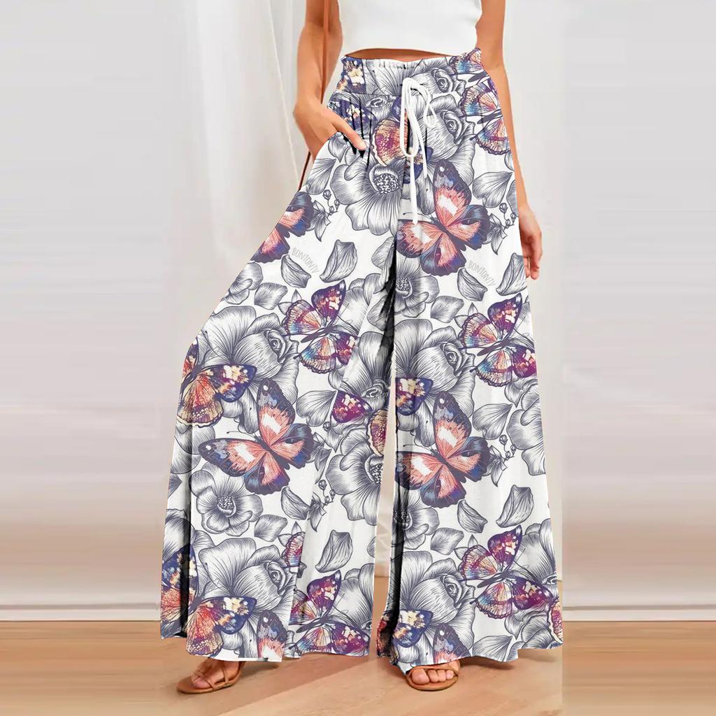 Women's Casual Pants Loose and Thin Wrinkled Wide-leg Trousers