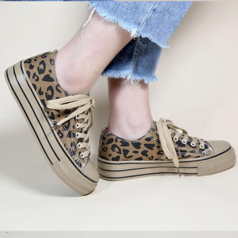 Fashion Spring Autumn Ladies Footwear Leopard Print Comfortable and Elegant New In Women's Canvas Shoes H Light Stylish High Quality 39