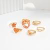 Women's Orange Heart Flower Enamel Ring Set Vintage Gold Statement Stackable Midi Knuckle Rings for Summer Beach Party