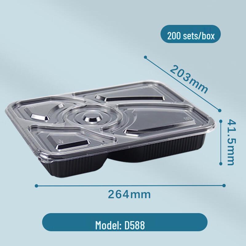 Disposable 5-Compartment Meal Prep Containers with Lids