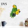 Metal Bird Garden Decor Parrots Wall Art Decor, Hanging Parrot Flower Leaf Colorful Pendant, Outdoor Tropical Ornament, Weather-Resistant for