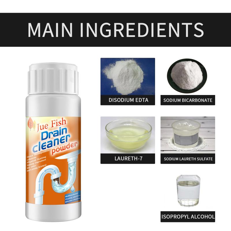 Jue-Fish Pipe Dredging Cleaner Pipe Powder Sink Drain Bottled Cleaner Toilet Kitchen Deodorization Clogging Cleaning Tool