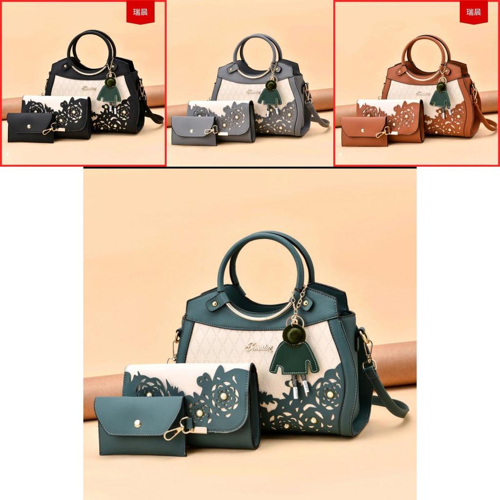Fashion Flower Pattern Handbag With Inner Zipper Pocket And Crossbody Strap For Women