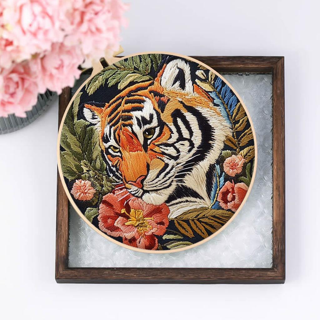 4 Pack Stamped Cross Stitch Kits with Embroidery Hoop Needles Threads Instruction Embroidery Kit Cross Stitch Set for Beginners