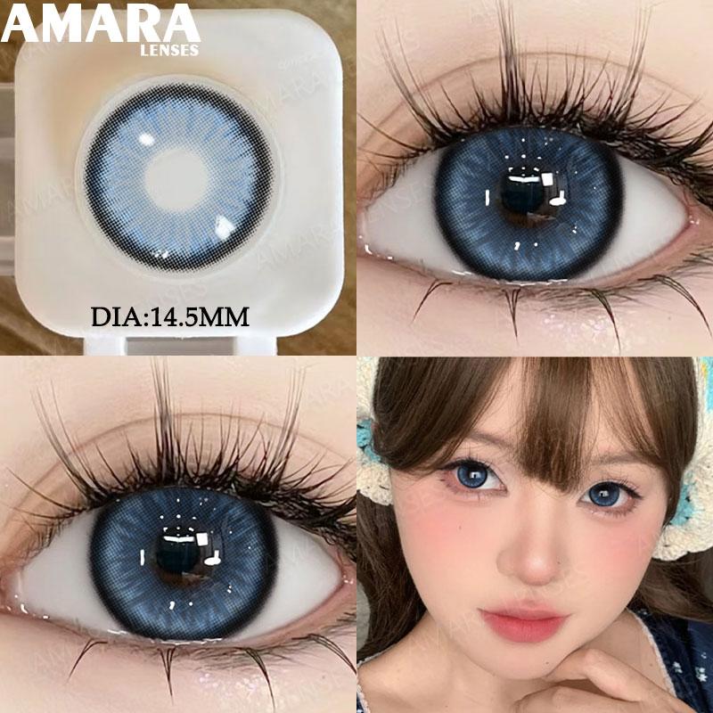 AMARA Schwarzfarbene Kontaktlinsen für Augen Braun Große Farbkontaktlinse Graue Kontaktlinse Natürlich gefärbte Pupillen softlenses Jährlich