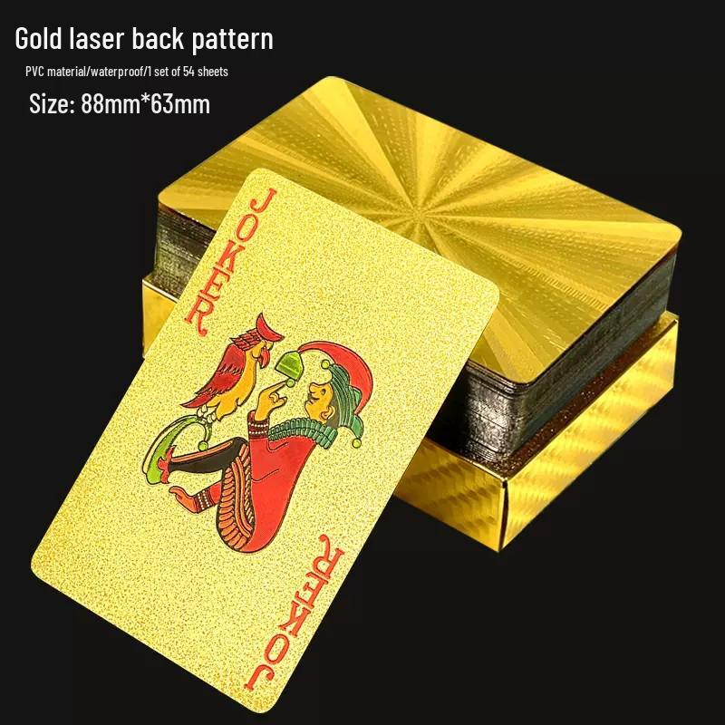 High-Grade Gold Foil Durable PVC Waterproof Poker Cards for Party Games