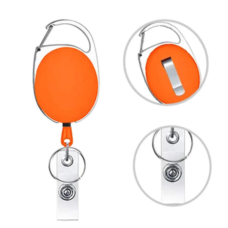 1pc Belt Rope Office Lanyard Clip Keychain Name Tag Holder Keyring Id Card Key Ring Cord Reel Retract Pull KeyChain Badge Holder