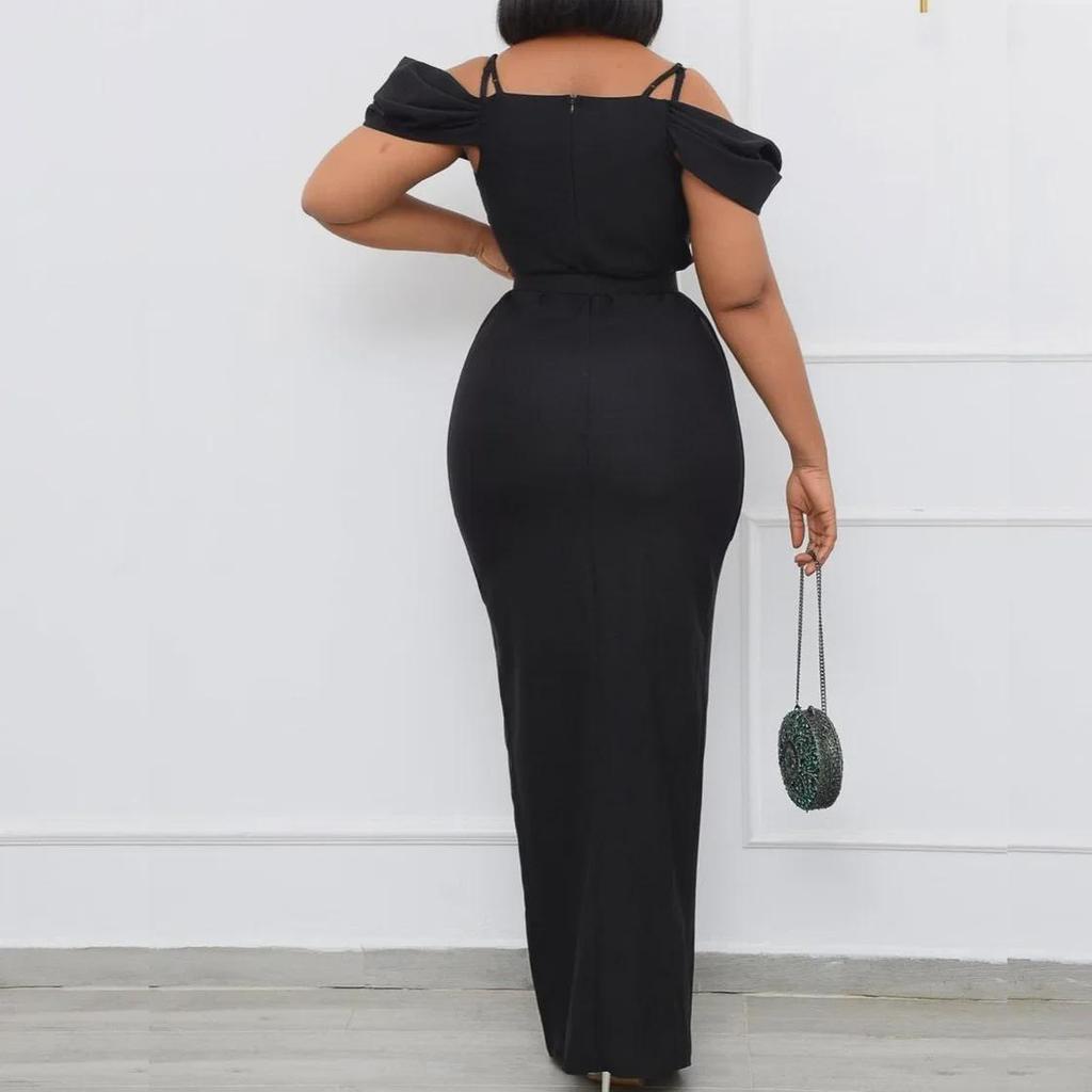 Summer 2022 Women's V-Neck Pleated Suspender Dress with Slit - European & American Style