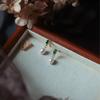 Small Mini Exquisite Shiny Emerald Diamond Pearl Earrings Fashionable Temperament Earrings French Style