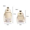 Adorable Rabbit Ear Plastic Water Bottles With Straw For Girls Kids Lightweight Strap Student Bottle With Cup Cover Anti-drop BPA Free