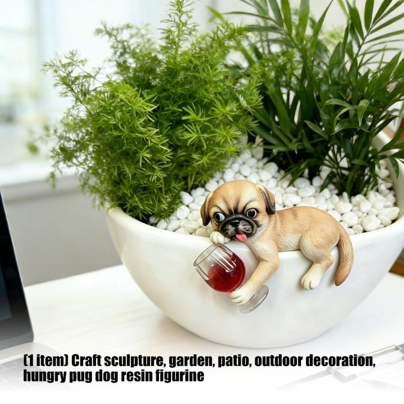 Miniature Dogs Garden Statue Flower Pot Hangers Ornament Resins Dogs Figurines Plant Pot Decorations for Yard Outside