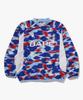 Beipeu Screen Camo Football Logo Relaxed Fit Crew Neck Sweatshirt (M) Blue