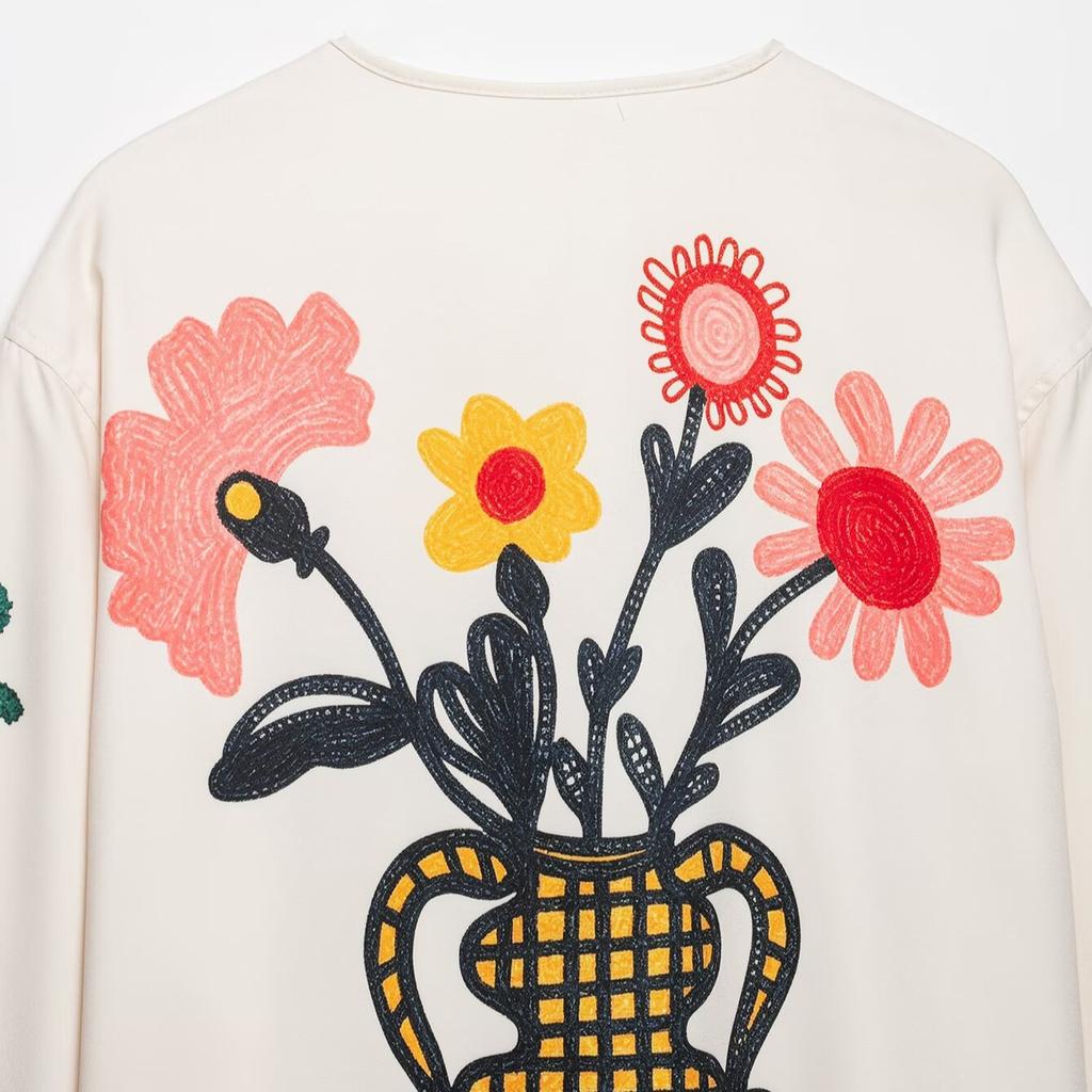 2026 Summer New European and American Cross-border Women's Street Fashion V-Neck Floral Embroidered Jacket W039 70102