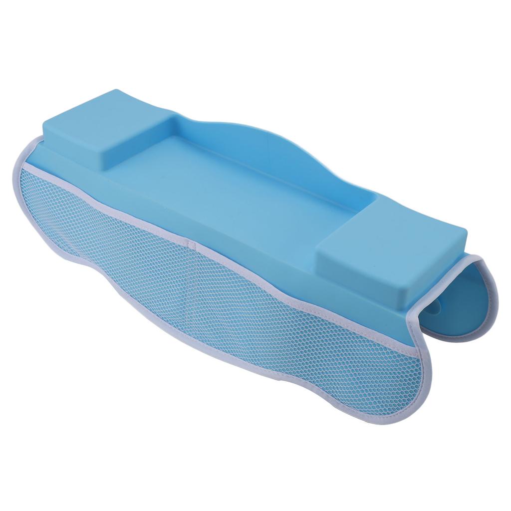 Bathtub Splash Guard with Double Sided Mesh Pockets Bath Tub Shelf Toy Holder Storage for Toddlers with Suction Cups