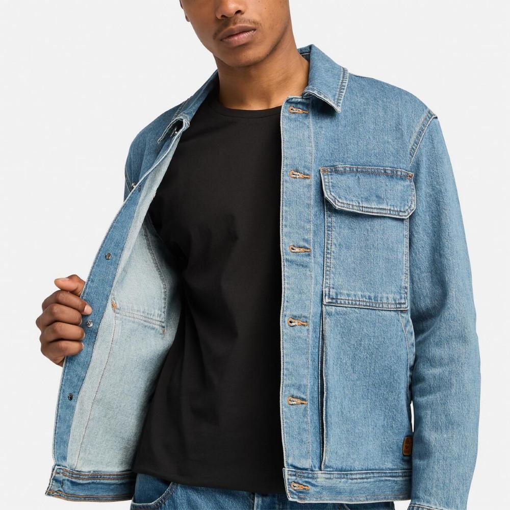 Timberland Single Button Collar Long Sleeve Denim Jacket Men Jackets A4285-EJW