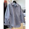 Chemise à carreaux décontractée ample de style rétro coréen haut de gamme à manches longues pour femmes Automne Haut de tempérament imprimé unique