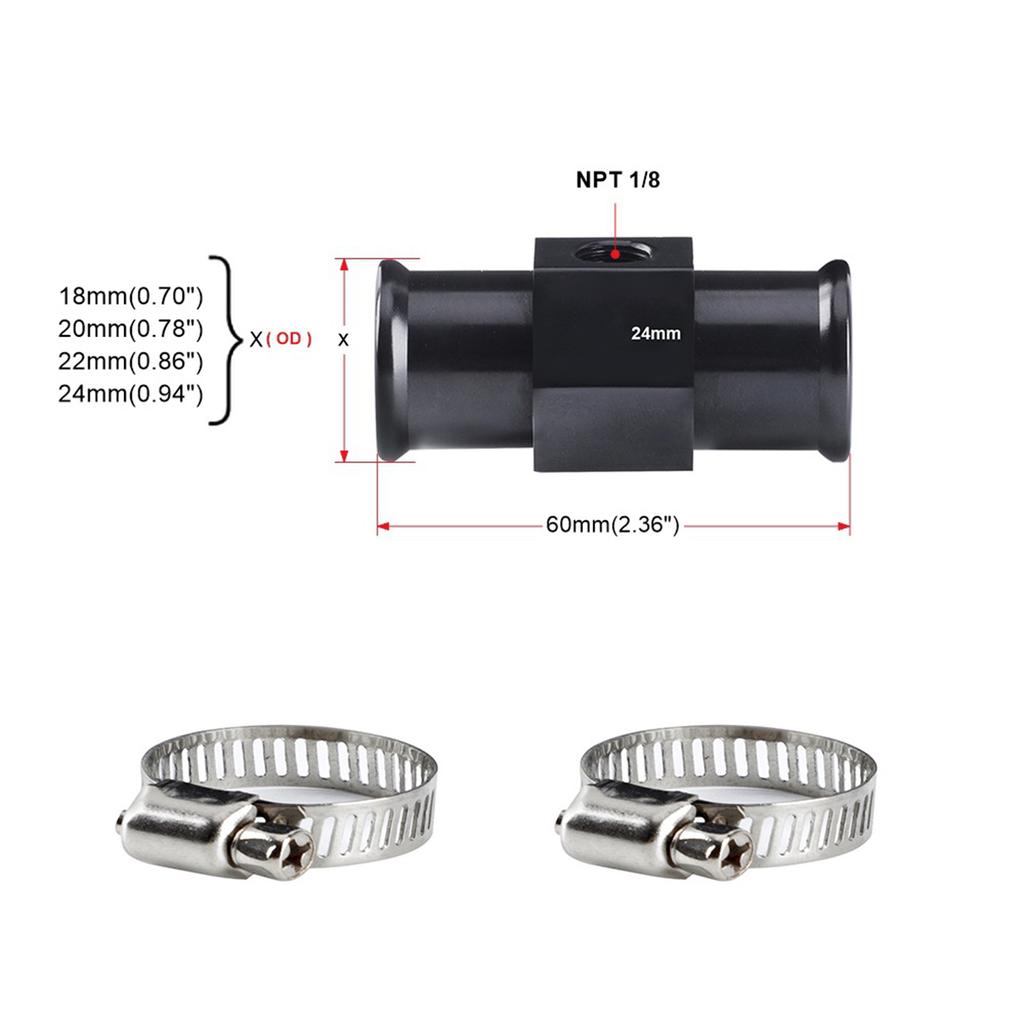 18/20/22/24/28/30/32/34/36/38/40MM Adapter czujnika chłodnicy Wskaźnik temperatury wody Adapter węża temperatury Mocowanie zacisków węża