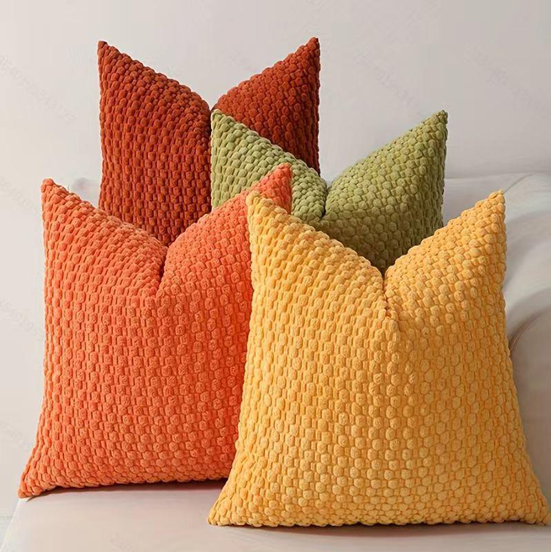 Bohemian Corduroy Bubble Bead Throw Pillow Cover