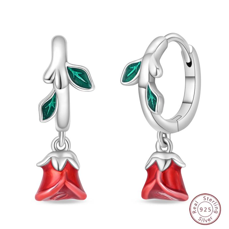 Sweet 925 Silver Ladybug Butterfly Dragonfly Iris Flower Design Earrings Fit Wedding Parties Exquisite Jewelry