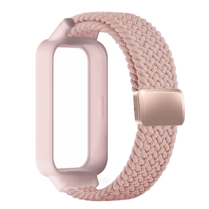 Pulseira Trançada+Capa de PC para Xiaomi mi band 9 8 active acessórios esportes magnético Pulseira de Nylon correa+Capa para Redmi band 3 2