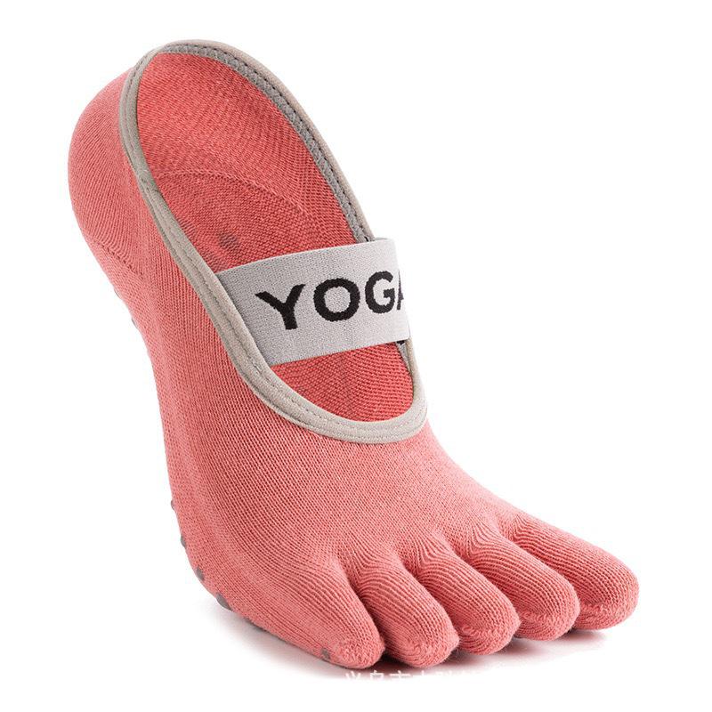 Women s Open Back Strappy Five-Finger Yoga & Pilates Non-Slip Socks One Size