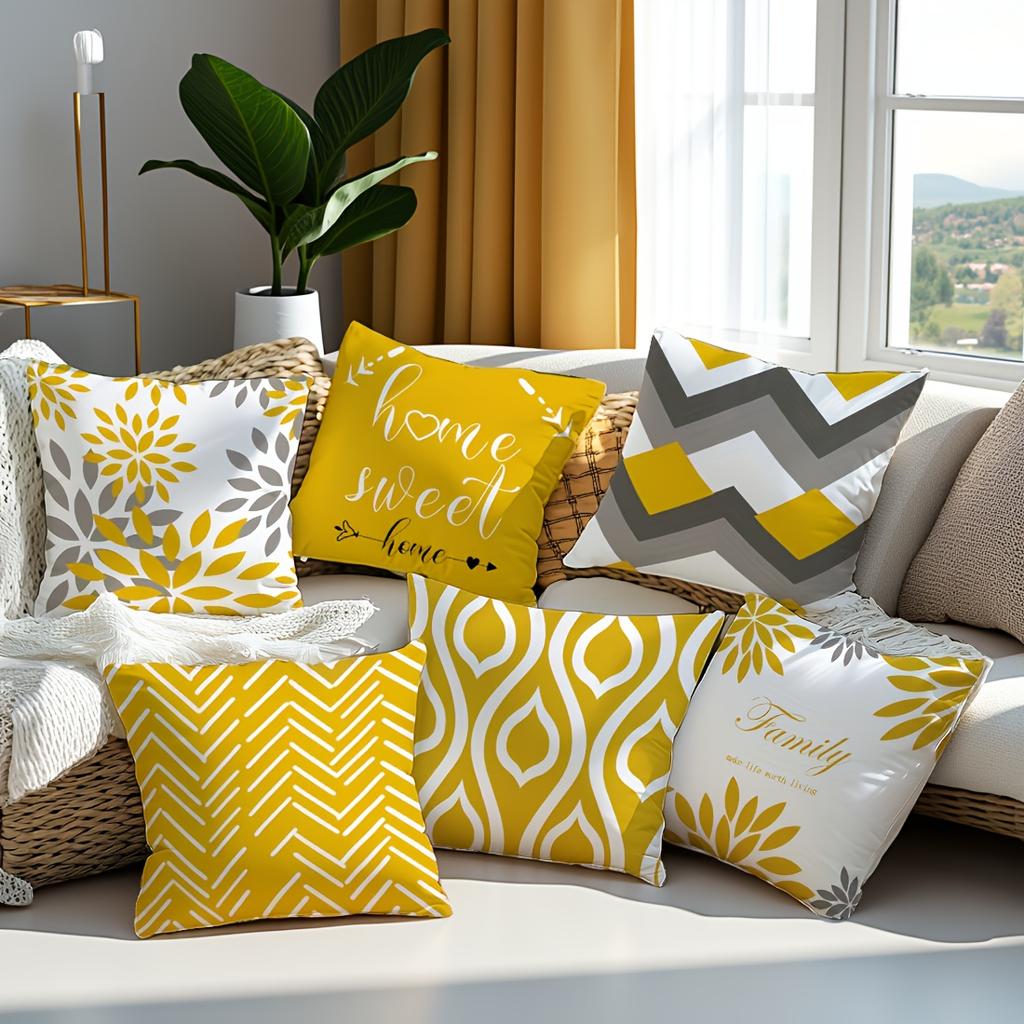 Modern Geometric Botanical Throw Pillow Covers Zippered Machine Washable For Sofa Bed Chair Home Decor Decorative Accent